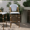 Flash Furniture Lourdes Stackable IndoorOutdoor French Bistro 30 High Barstool, WhiteNavy and Bamboo Finish SDA-AD642001-F-BS-WHNVY-NAT-GG